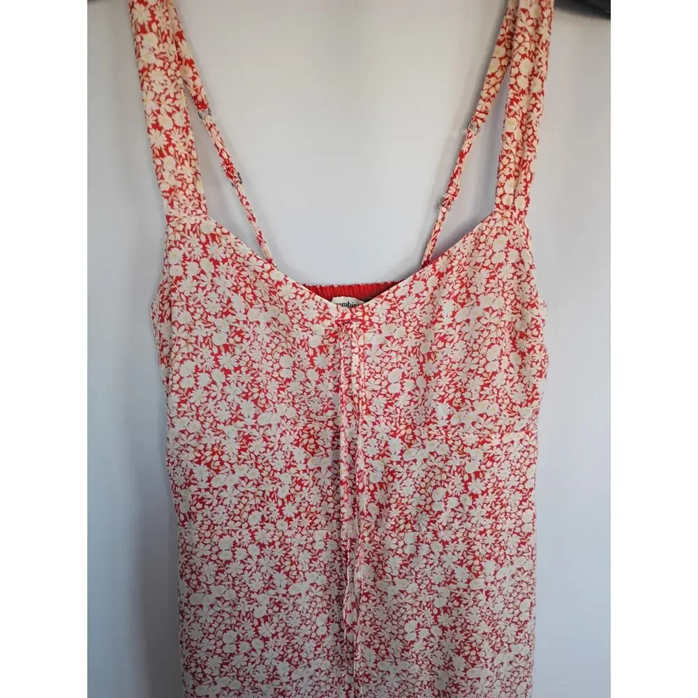Abercrombie & Fitch Floral Sleeveless Smocked Midi‎ Dress XS Front Slit Y2K 90s